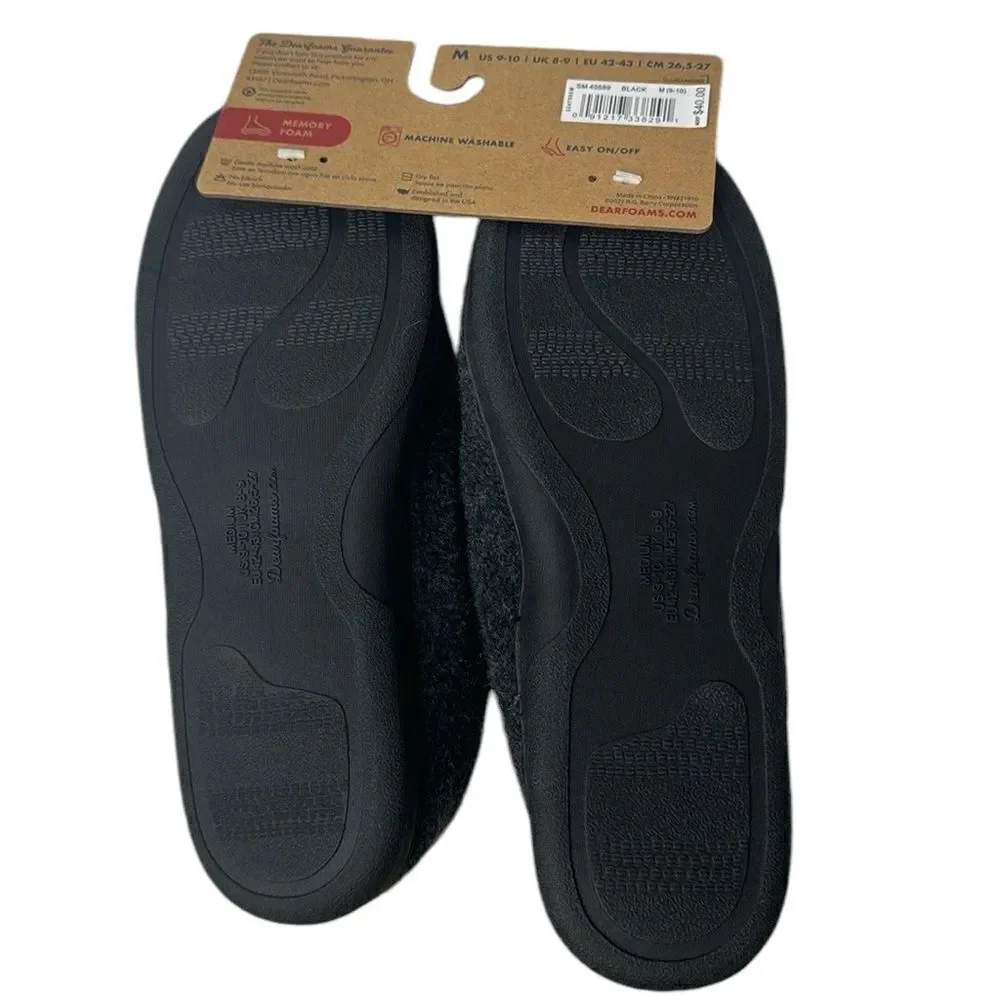 Dwarfoams‎ Memory Foams Grey/Black Slippers. Size Medium(9-10). NWT.